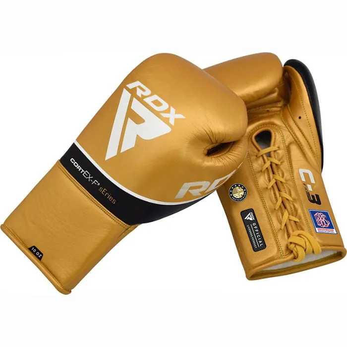 RDX C3 Fight Lace Up Leather Boxing Gloves BBBOFC/BIBA/WBF/NYAC /NEVADA APPROVED