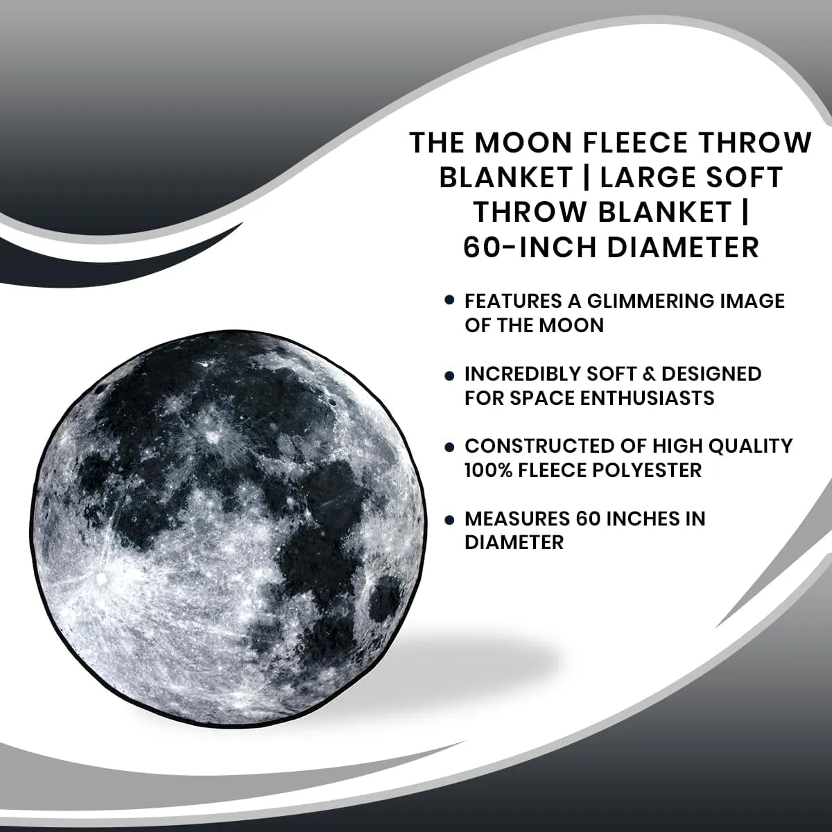 The Moon Fleece Throw Blanket | Large Soft Throw Blanket | 60-Inch Diameter